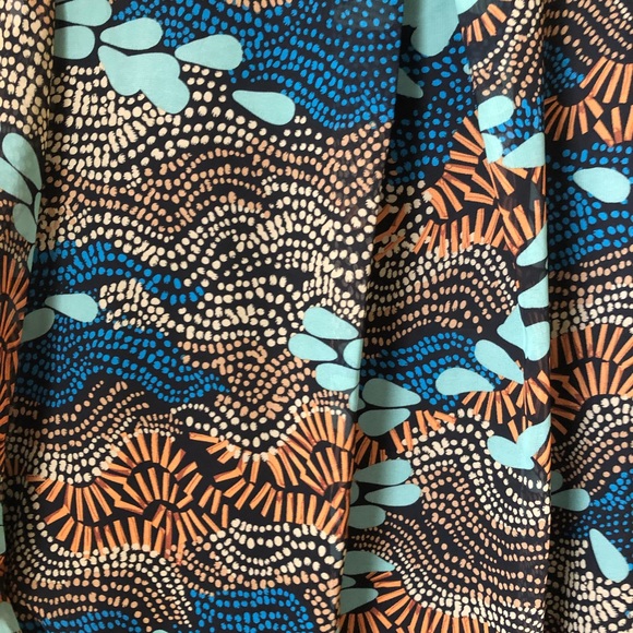 NWT Robbie Bee Tribal Blue Tan 3/4 Sleeve Mini Dress 10 Boho Bohemian - Picture 4 of 10